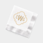Elegante Marokkaanse Quatrefoil 3 Initiaal Monogra Folie Servetten (Links)