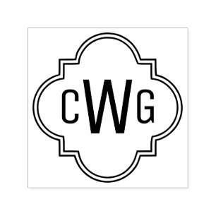 Elegante Marokkaanse Quatrefoil 3 Initiaal Monogra Zelfinktende Stempel