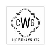 Elegante Marokkaanse Quatrefoil 3 Initiaal Naam Zelfinktende Stempel (Design)