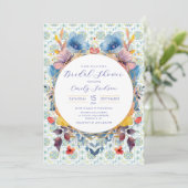 Elegante Marokkaanse Tegels Floral Blue Kaart (Staand voorkant)