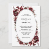 Elegante Maroon Bourgondië bruiloft Kaart (Voorkant)