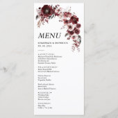 Elegante Maroon Bourgondië bruiloft Menu (Voorkant)
