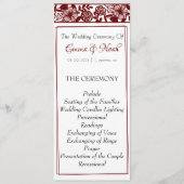 Elegante Maroon-Bourgondische bruiloft platte prog Programmakaart (Voorkant)