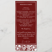 Elegante Maroon-Bourgondische bruiloft platte prog Programmakaart (Achterkant)