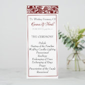 Elegante Maroon-Bourgondische bruiloft platte prog Programmakaart (Staand voorkant)