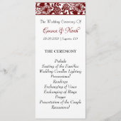 Elegante Maroon-Bourgondische bruiloft platte prog Programmakaart (Voorkant)