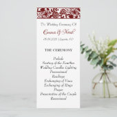 Elegante Maroon-Bourgondische bruiloft platte prog Programmakaart (Staand voorkant)