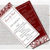 Elegante Maroon-Bourgondische bruiloft platte prog Programmakaart