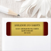 Elegante Maroon Bruiloft Collectie & Gouden Overla Etiket (Insitu)