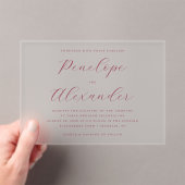 Elegante Maroon Calligrafie Acryl Uitnodigingen (Insitu (Draagbaar))