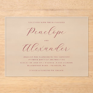 Elegante Maroon Calligrafie Acryl Uitnodigingen