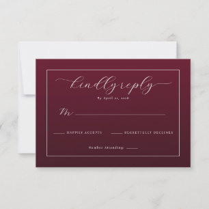 Elegante Maroon Calligrafie RSVP Kaartje