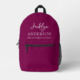 Elegante Maroon Custom Nurse Bedrukte Rugzak