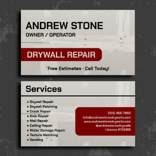 Elegante Maroon Drywall Reparatie Branding Visitekaartje