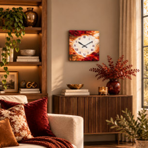 Elegante maroon en gouden abstracte acryl wandklok