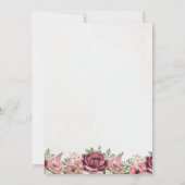 Elegante Maroon en Gouden Bloemen Huwelijk Kaart (Achterkant)