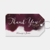 Elegante Maroon en Gouden Script bruiloft gunst Cadeaulabel (Voorkant (Horizontaal))