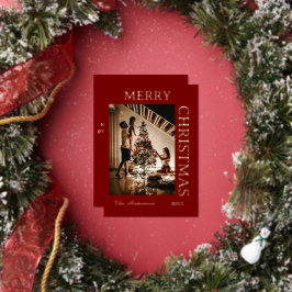 Elegante Maroon en rooskleurig goud Folie Feestdagenkaart