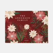 Elegante Maroon familienaam Poinsettia Kerstmis Deurmat (Voorkant)