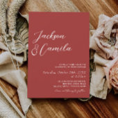 Elegante Maroon foto bruiloft Kaart