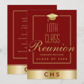 Elegante Maroon Gold Script 10e klasse reünie Kaart (Voorkant / Achterkant)
