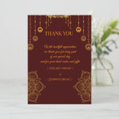 Elegante Maroon & Gouden Bedankkaart (Staand voorkant)