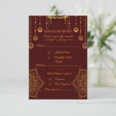 Elegante Maroon & Gouden RSVP Kaart (Staand voorkant)