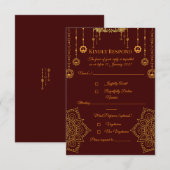Elegante Maroon & Gouden RSVP Kaart (Voorkant / Achterkant)