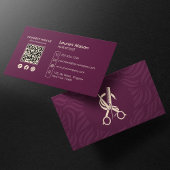 Elegante Maroon Haarstylist Haardressoir QR-code Visitekaartje