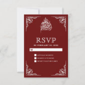 Elegante Maroon Islamitische Moslim Bruiloft RSVP Kaartje (Voorkant)