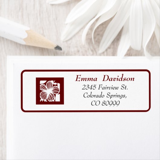 Elegante Maroon Open-werk retour adreslabels Etiket (Insitu)