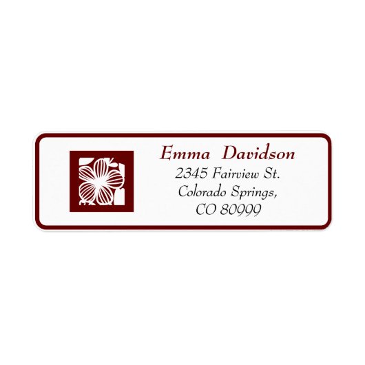 Elegante Maroon Open-werk retour adreslabels Etiket (Voorkant)