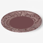 Elegante Maroon Paisley Border Papieren Bordje (Gekanteld)