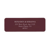 Elegante Maroon Red Wedding Retouradres Etiket (Voorkant)