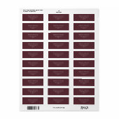 Elegante Maroon Red Wedding Retouradres Etiket (Full Sheet)