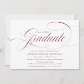 Elegante Maroon Script Afstudeerfeest Kaart (Voorkant)