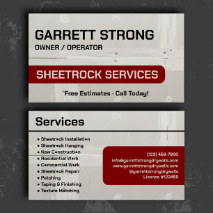 Elegante Maroon Sheetrock Services branding Visitekaartje