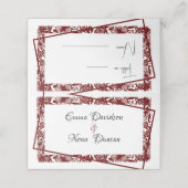Elegante Maroon Trouwtafel Nummer Plaats Kaart Plaatskaartje (Buitenkant ongevouwen)