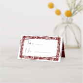 Elegante Maroon Trouwtafel Nummer Plaats Kaart Plaatskaartje (Achterkant)