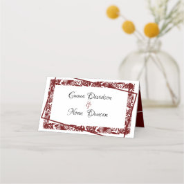 Elegante Maroon Trouwtafel Nummer Plaats Kaart Plaatskaartje