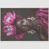 Elegante Maroon Zwarte Vrouw Portret Decoupage Tissuepapier (Voorkant)