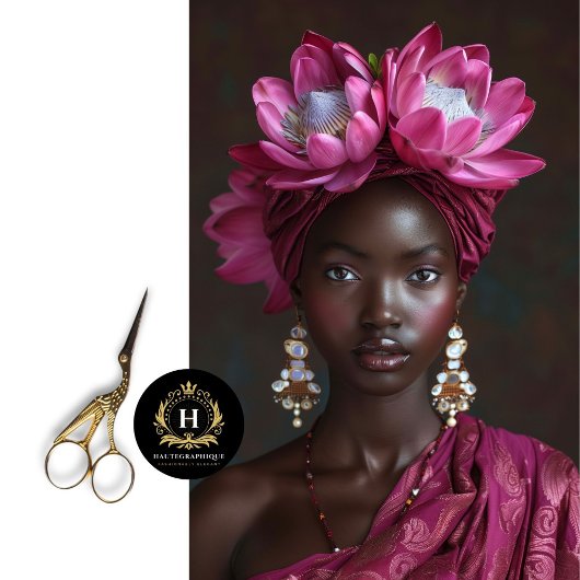 Elegante Maroon Zwarte Vrouw Portret Decoupage Tissuepapier