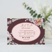 Elegante Marsala Blush Anemone Bloemen Bruiloft RSVP Kaartje (Staand voorkant)