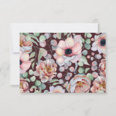 Elegante Marsala Blush Anemone Bloemen Bruiloft RSVP Kaartje (Achterkant)