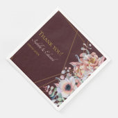 Elegante Marsala Blush Anemone Bloemen Bruiloft Servet (Hoek)