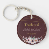 Elegante Marsala Blush Anemone Bloemen Bruiloft Sleutelhanger (Voorkant)