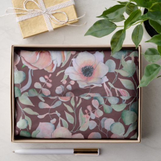 Elegante Marsala Blush Anemone Bloemen Bruiloft Tissuepapier (Geschenk)