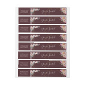 Elegante Marsala Blush Anemoon Bloemen Bruiloft Adreslabel Wikkel (Vel)