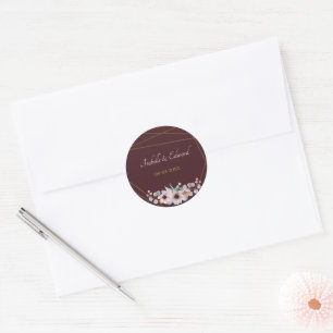 Elegante Marsala Blush Anemoon Bloemen Bruiloft Ronde Sticker