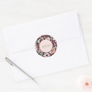 Elegante Marsala Blush Anemoon Bloemen Bruiloft Ronde Sticker
